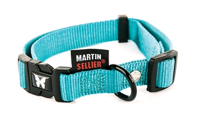 Martin sellier halsband nylon turquoise verstelbaar 20-30CM