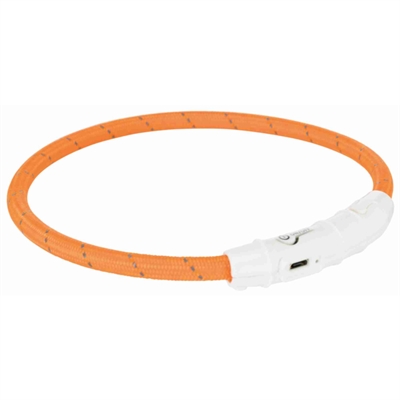 Trixie halsband flash light lichtgevend usb oplaadbaar oranje 65 CM