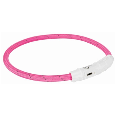 Trixie halsband flash light lichtgevend usb oplaadbaar roze 65 CM