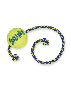 Kong squeakair bal met touw geel / blauw