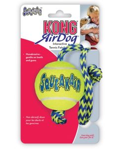 Kong squeakair bal met touw geel / blauw